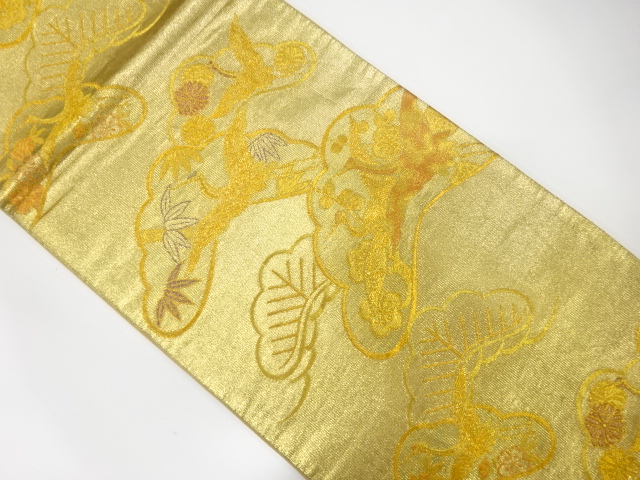 JAPANESE KIMONO / ANTIQUE FUKURO OBI / SILK / WOVEN PINE